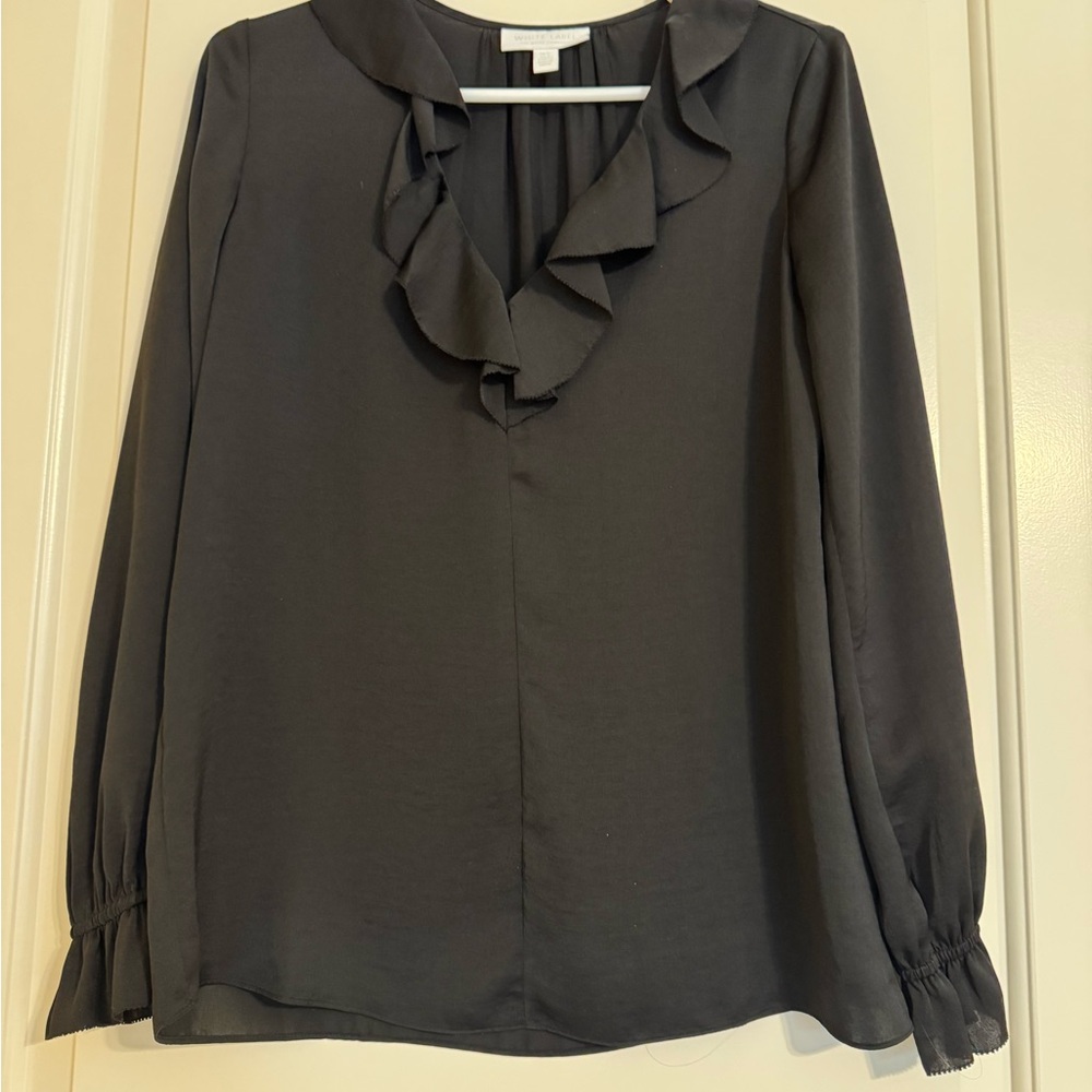 White Label The White Company Black Ruffle Blouse